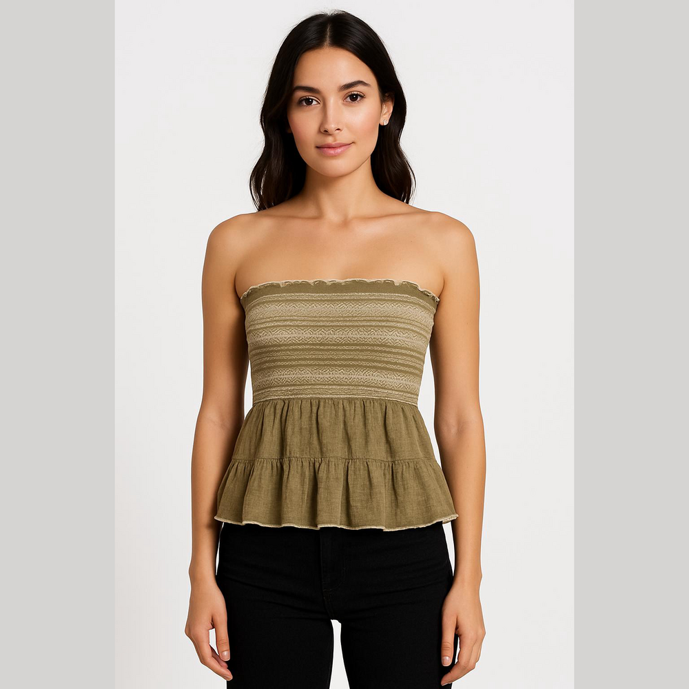 Free People Olive Strapless Convertible Crop Top